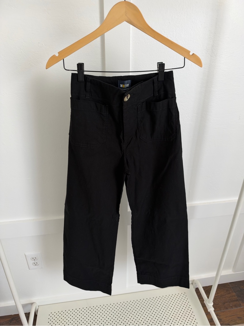 Anthropologie Maeve colette Cropped Wide Leg Pants Black